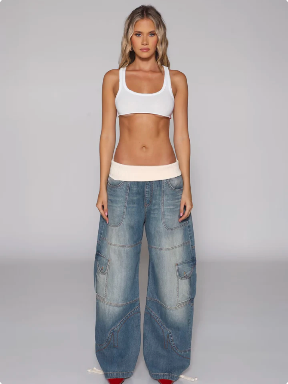 Sky Fold Over Jeans