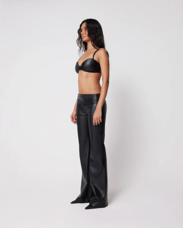 Black Fold Over Leather Pants