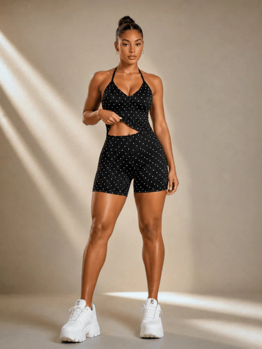 Black Polka Dot Gym Set